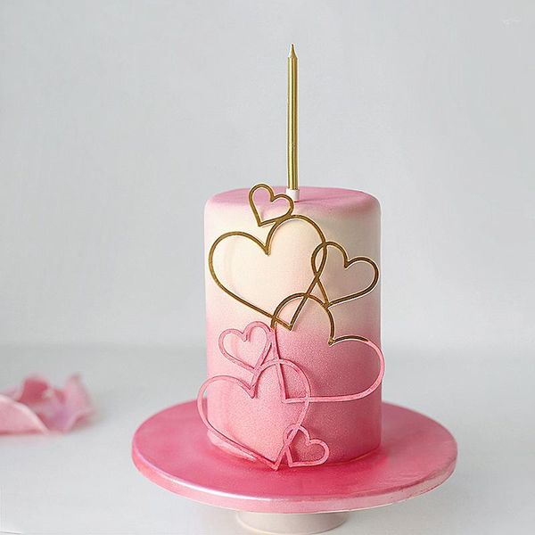 Fournitures festives coeurs forme gâteau de mariage Topper amour coeur décoration saint valentin Dessert fête