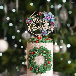 Feestelijke benodigdheden Acryl van hoge kwaliteit Acryl Merry Christmas Cake Topper Kleur Afdrukken Kerstmis voor Familie Happy Year Party Decoratie