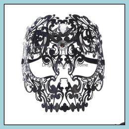 Feestelijke benodigdheden Home Gardenmetal Masks Elegant Metal Laser Cut Venetian Halloween Ball Masquerade Mask voor feestcosplay Decortion Drop D