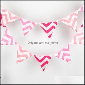 Fournitures de fête Maison Gardenwholesale- 3.2M Wave Tissu Bunting Drapeaux À La Main Personnalité De Mariage Fête D'anniversaire Décoration Bannière Personnalisée