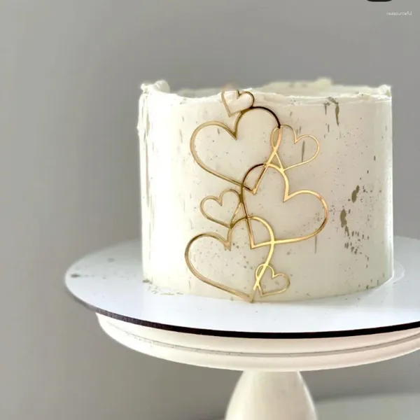 Fournitures de fête INS Acrylique Joyeux Anniversaire Gâteau Topper Coeur D'or IDY Fête De Mariage Cupcake Toppers Pour La Saint-Valentin Dessert De Noël