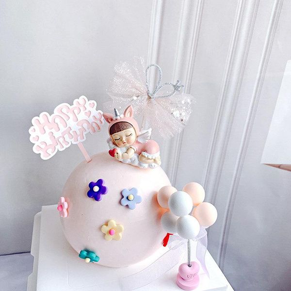 Suministros festivos INS Topper para tarta de cumpleaños oro rosa acrílico banderas niños y niñas Happy Toppers familia bebé fiesta hornear Adorn