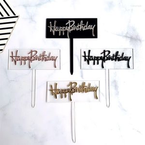 Fournitures de fête INS joyeux anniversaire acrylique gâteau Topper or rose Cupcake pour garçons filles décorations de fête bébé douche