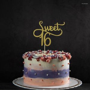 Feestelijke benodigdheden JQSYRise 1 stks goud zoet 16 cake topper 16e verjaardag feest decoratie mannen dames 16 jaar oude accessoire jubileum