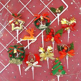 Feestelijke voorraden Merry Christmas Cake Topper Party Dessert Birthday Toppers Jaar Xmas Tree Cupcake Noel Decorations