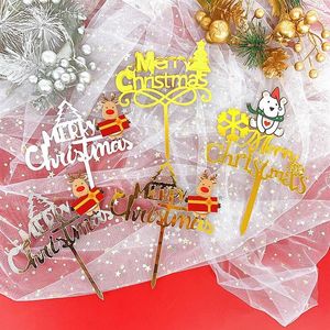 Feestelijke benodigdheden Merry Christmas Cake Topper Color Diy Acryl Birthday Cupcake For Kids Xmas Year Party Cakes Dessert Decoratie