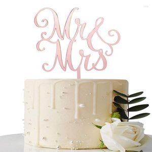 Feestelijke benodigdheden Mirror Rose Gold Mr Mrs Cake Topper - voor bruidsdouche/bruiloftsdouche/verloving/vrijgezellenfeestdecoraties