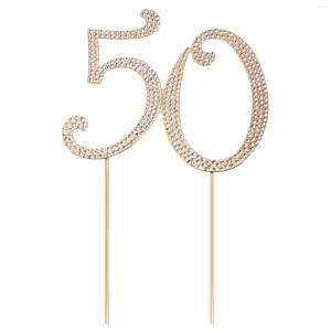 Feestelijke benodigdheden nummer 50 taarttopper 50e verjaardag verfraaien glanzende strass bling kristalontwerp gelukkig