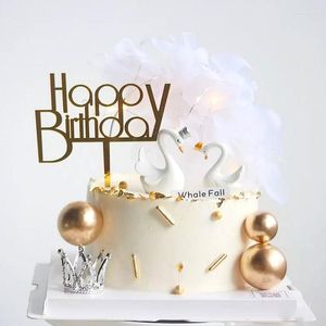 Feestelijke benodigdheden ornament White Swan Acryl Cake Topper Crown For Birthday Wedding Party Decorations Dessert Bakken