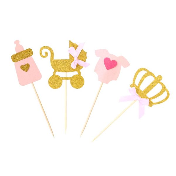 Fournitures de fête autre fête 24 pièces fille thème gâteau Cupcake Toppers décoration choix pour enfants bébé douche anniversaire