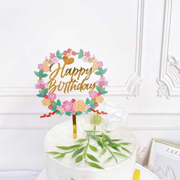 Décoration de gâteau joyeux anniversaire, fournitures festives, décoration papillon en acrylique pour décoration de fête prénatale, pâtisserie