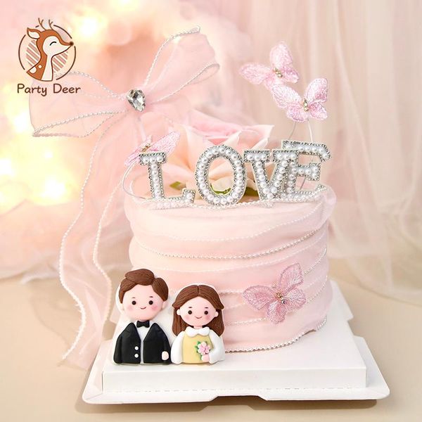 Suministros festivos Otra fiesta Feliz día de San Valentín Parejas Niña y niño Decoración de pasteles Boda Ídolo Cinta de perlas alrededor del arco Cumpleaños Topp