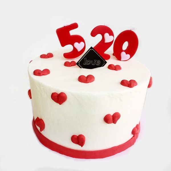 Fournitures de fête Autre fête Net Rouge Même paragraphe 520 Tanabata Saint Valentin Bougie numérique Love I You Gâteau Anniversaire Confession Blanc