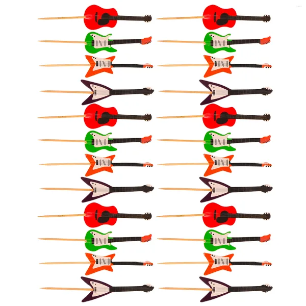 Fournitures de fête Instrument de musique en forme de Cupcake Outils de décoration Guitare Toppers