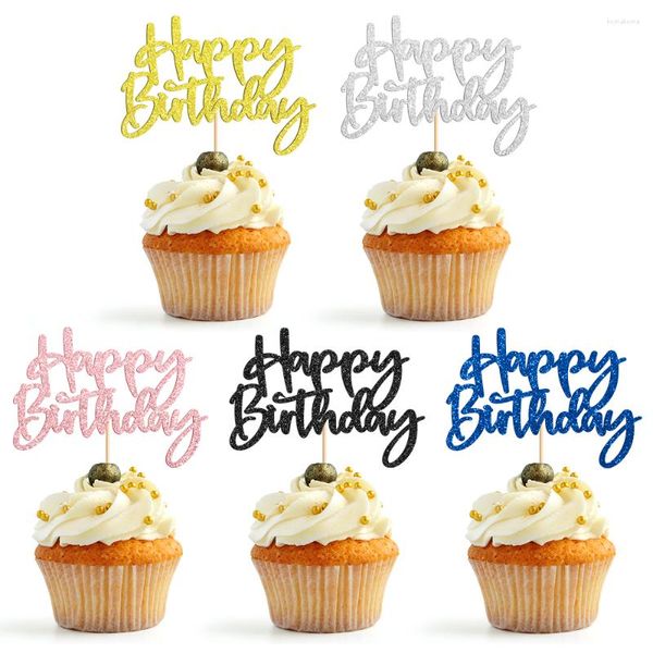 Fournitures de fête Party To Be 12 PCS Joyeux Anniversaire Cupcake Toppers Cup Cake Décoration