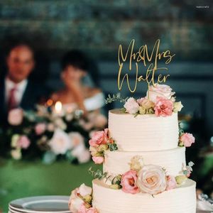Décoration de gâteau de mariage personnalisée Mr Mrs, fournitures festives, nom personnalisé, fête de fiançailles, anniversaire, Couple rustique