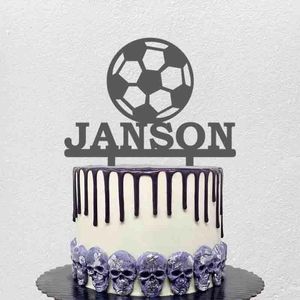 Feestelijke benodigdheden gepersonaliseerde voetbalcake topper aangepaste naam leeftijd silhouet voor fans verjaardagsfeestje decoratie