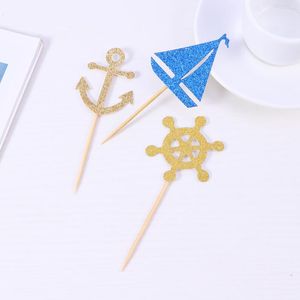 Feestelijke benodigdheden plukken stick insert cupcake nautical boot zeilingship baby sailling oceaan dessert muffin cartoon decoratie toppers ornament