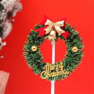 Suministros festivos PVC Merry Christmas Tree Cake Topper Decoraciones para el hogar Happy Year Bell Decoración de fiesta de Navidad 2023