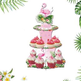 Supplies festives Summer Hawaiian Children's Party Dessert Decoration Decoration Table Pink Flamingo Cupcake Stand anniversaire