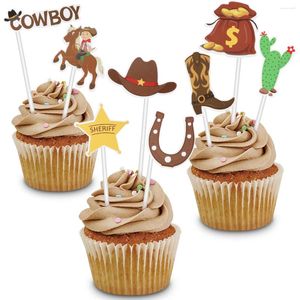 Feestelijke benodigdheden Tophoeden voor kinderen Cake Decor Cowboy Topper Kid Hat Paper Cup Picks Child Birthday Decorations