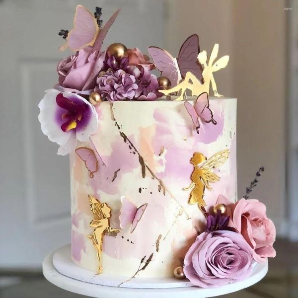 Fournitures de fête TX personnalisé fée acrylique gâteau breloque Kit Cupcake Topper décoration pour anniversaire fiançailles mariage bébé douche Par