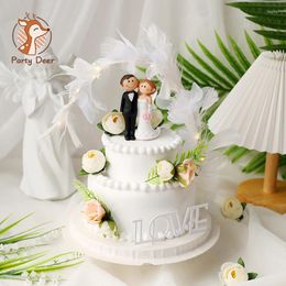 Fournitures de fête décoration de gâteau de fête d'anniversaire de mariage décorations de fleurs en résine décorations de joyeux anniversaire articles promotionnels