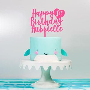 Fournitures festives XY-personnalisez la décoration de gâteau avec nom de joyeux 1er anniversaire avec cœur autour, personnalisé Unique
