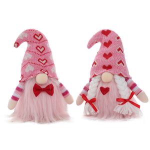 Festive Saint Valentin Décor Gnomes M. et Mme Couple Peluche Poupée Décorations Doux Cadeaux Table Maison Elfe Rose Ornement XBJK2201