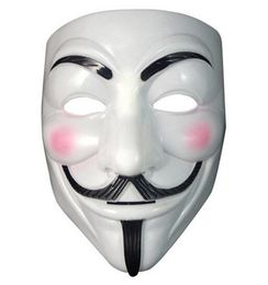 Masque de vendetta festif Masque anonyme de Guy Fawkes Halloween Fancy Dissume Costume blanc jaune 2 couleurs Ph18657991