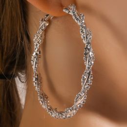 Boucles d'oreilles festives polyvalentes avec strass ronds exagérés, grand anneau, Sexy, Super brillant, cercle complet, accessoires pour femmes