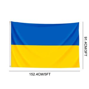 Banderas festivas al por mayor directas de fábrica 3x5 pies 90x150cm azul amarillo ua ukr bandera de Ucrania para decoración 2 deducciones LT254