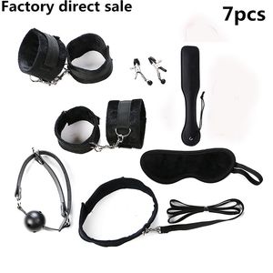 Kit de retenue de Bondage sexuel fétiche BDSM, jeux, accessoires érotiques pour Couples, masque, collier bouche Gag, menottes, jouets sexuels