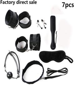Fétiche BDSM sexe Bondage Kit de retenue jeux accessoires érotiques pour Couples masque collier bouche Gag menottes Sex Toys9621654