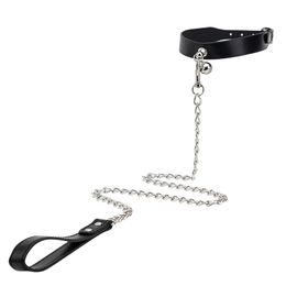 Fetish Bondage Gear Slut Slave sexy Collar Correa cadena de acero restringe perro castigar cuello collares juguetes para mujer hombre