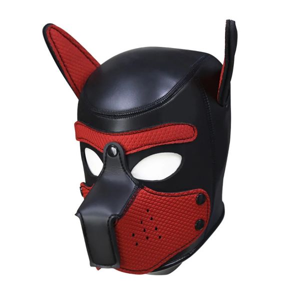 Fetish Head Mask BDSM Restricciones de bondage de cuero Juego de rol de mascota erótica de látex Caperero de perros de perros Cospy Cospy para juegos para adultos 240419