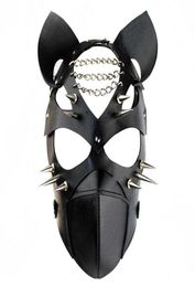 Masque en cuir fétiche pour hommes et femmes cosplay Cosplay Unisexe BDSM Bondage CELORT CONTRAINTS MASKS SLAVES COUPLES T L1 2107223789868