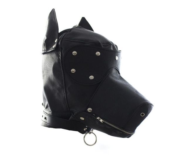 Fétiche Cuir SM Capot Masque De Chien Harnais De Tête Collier D'esclave Sexuel Laisse Bouche Gag BDSM Bondage Yeux Bandés Sex Toys Pour Couple Au Reve6986015