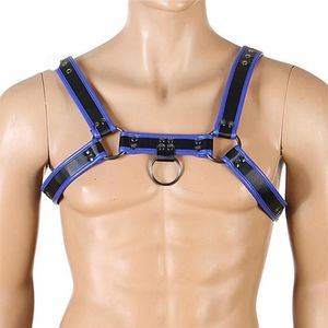 Fétiche Hommes Poitrine Harnais Mode Haut En Cuir PU Bdsm Sexe Bondage Goth Sangles Bretelles Cage Clubwear Ceintures Soutiens-gorge Sets273v