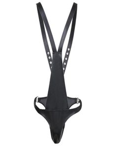 Fétiche hommes cuir Bondage Sissy pantalon BDSM corps harnais ouvert entrejambe combinaisons pôle danse entrejambe pour adulte Gay Sex7233826