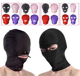 Masque à capuche fétichiste à bouche ouverte, respirant, jeu pour adultes, fête érotique, yeux Sexy, couvre-chef BDSM, esclave, jouet sexuel Q08181039678