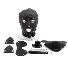 Fetish PU Leather Dog Mask Mask Arnese Sex Slave Collar Leash Mouth Gag Bondage Cood Caída Juegos para adultos Juguetes Sexo para parejas5816525