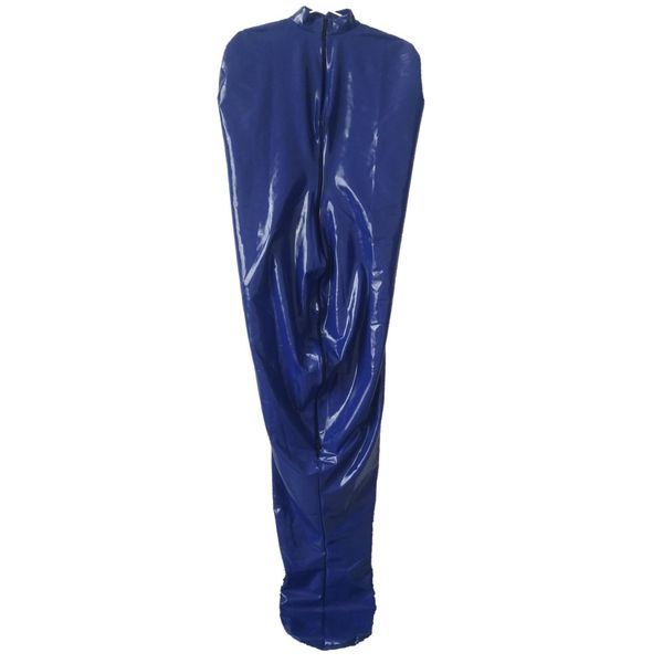 Body de momia de piel sintética de pvc fetiche, saco de dormir de licra, Catsuits Zentai, cosplay, vestido elegante, cremallera frontal, máscara extraíble