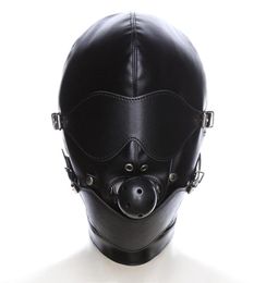 Fétiche Sex Masque Bdsm Bondage Sexy Couvre-chef Bouche Ouverte Gag Yeux Bandés En Cuir Cagoule Masque Sex Toys pour Couples Jeux Pour Adultes Y6104483