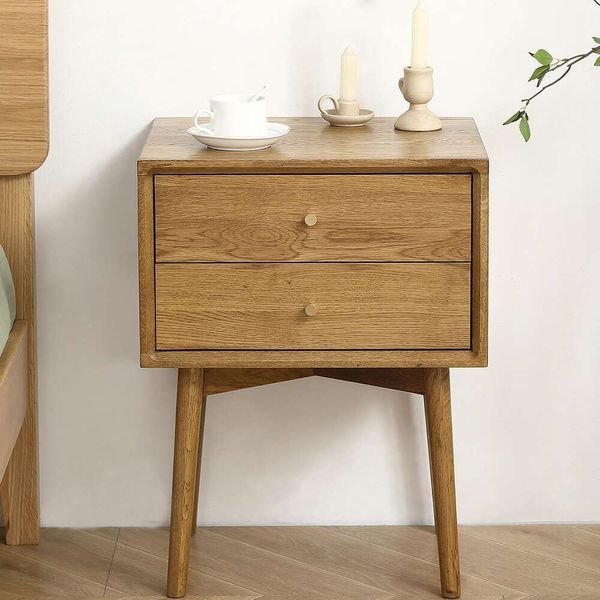 Table de chevet fétuero, table basse moderne en chêne naturel médiéval avec tiroirs, esthétique de rangement d'armoire en bois massif durable, adapté aux chambres et à la vie