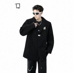 Fewq High Street Niche Design Men's Blazer Casual Male Suit Vestes Malle Pad Ta-tampons Dark Wear 2024 Spring E élégant Nouveau 28W3105 G8R2 #