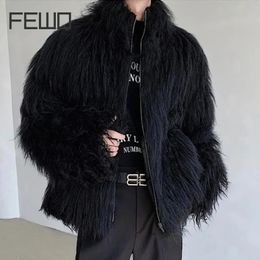 FEWQ hommes fourrure vêtements coton veste mode couleur unie automne hiver à la mode hommes col montant haut ample 9C3655 240113