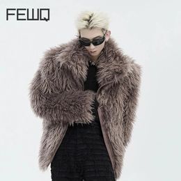 FEWQ Мужская шуба, зимнее пальто с воротником-стойкой, силуэт 2023, однотонное, с длинным рукавом, на молнии, мужские топы, модные 24X3220 240102