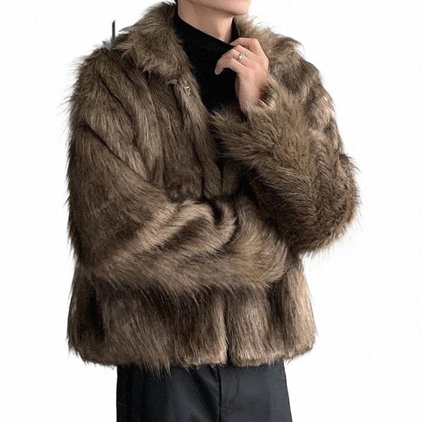 Fewq Ropa de hombre Cott Cálido Abrigo de lana corto Chaqueta de piel Nuevo Fi 2023 Otoño Invierno Moda Ropa simple Hombre Top 9C3605 K1Lc #