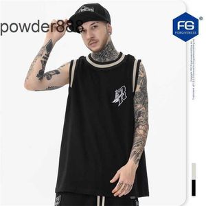 FG Mens Kanyess2024 lente/zomer nieuw product trendy merk high street geborduurde mesh gebreide basketbal sport mouwloze tanktop